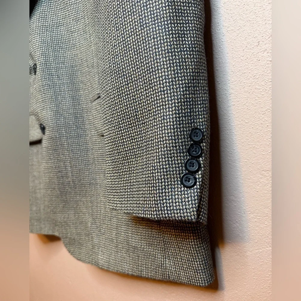 Oscar de la Renta Charcoal Herringbone 100% Wool Blazer Sport Coat 2 Button 44L